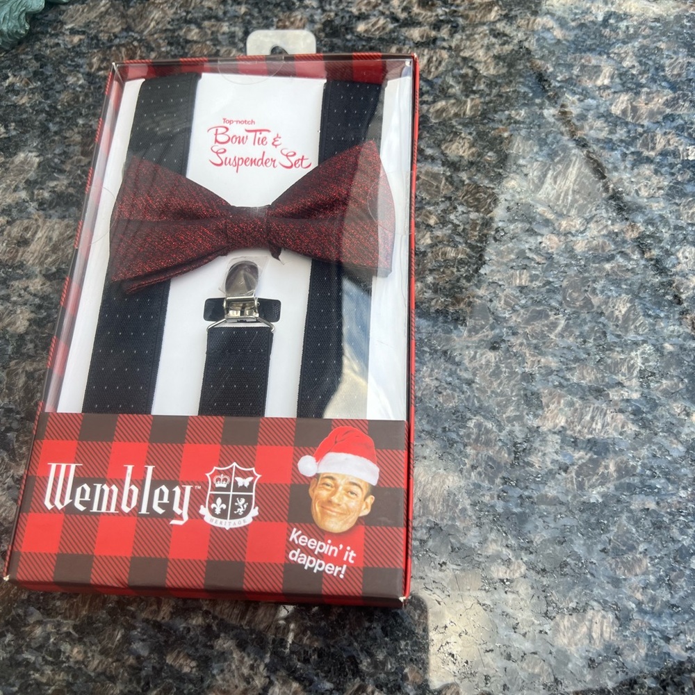 Wembley Bow Tie Suspender Set NIB